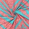 Aqua Teal-Neon Coral Lace Chevron Printed Double Brushed ITY Knit Fabric By the Yard